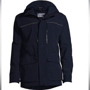 Land’s End full zip Waterproof Squall Lightweight Raincoat parka with hood XLT